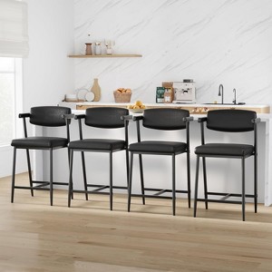 Nasitip 4PACK Counter Height Bar Stools Set with Armrests, 26" Metal Bar Stools with Upholstered Back & Wider Seat,for Home - 1 of 4