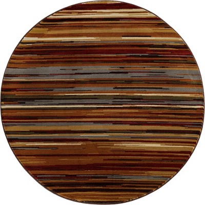 6' 1" Round Multicolor Synthetic Abstract Area Rug