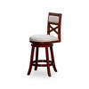 FURNIinspire Counter And Bar Stools Swivel Bar Stool Counter Stool, Vintage Bar Chair With Backrest, Cherry Frame, Beige Fabric Seat, 24"*24"*45" - 2 of 4
