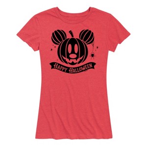 Women's - Disney - Mickey's Halloween Pumpkin Short Sleeve Graphic T-Shirt - 1 of 4