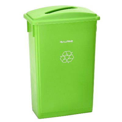 Alpine Industries Lime Green Commercial Indoor Recycling Bin with Paper Slot Lid 3-Pack