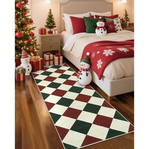 Coucheta Washable Checkered Area Rug, Non-Slip & Stain Resistant, Modern Geometric Plaid Carpet for Bedroom, Living Room, Hallway, Dining & Nursery - 1 of 4