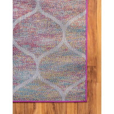 3 ft Square Multi-Color Trellis Synthetic Area Rug