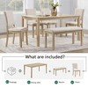 GDFStudio Fen Modern 6-Piece Dining Set with Wooden Rectangular Table, 1 Bench, and 4 Linen Upholstered Chairs - 3 of 4