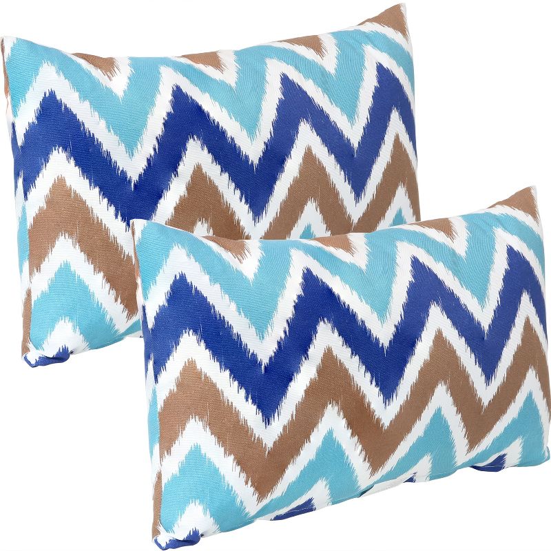 Sunnydaze Indoor/Outdoor Weather-Resistant Polyester Lumbar Decorative Pillow with Zipper Closure - 2pk, 1 of 9