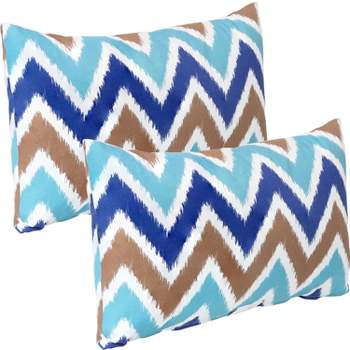 Sunnydaze Indoor/Outdoor Weather-Resistant Polyester Lumbar Decorative Pillow with Zipper Closure - 2pk