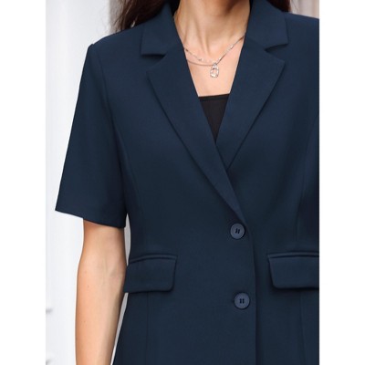 INSPIRE CHIC Women's Business Casual Short Sleeve Notched Lapel Collar Summer Work Blazers X-Large Navy Blue — фото 4