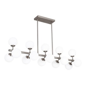 PAKOKULA 15-Light Silver Linear Sputnik Chandelier with Opal Glass Globe Shade - 1 of 4