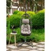 38"Outdoor patio Wicker Hanging Chair Swing Chair Patio Egg Chair UV Resistant Grey cushion Aluminum frame - 2 of 4