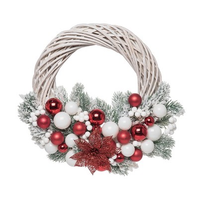 Transpac Artificial 22 in. Multicolored Christmas Joyful Ornaments Wreath