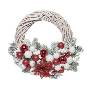 Transpac Artificial 22 in. Multicolored Christmas Joyful Ornaments Wreath - 1 of 2