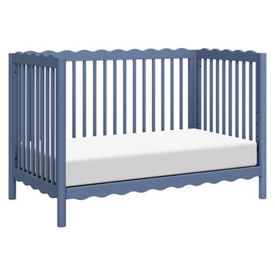 Cove Blue Pine Wood 4-in-1 Convertible Crib with Toddler Bed Kit