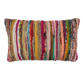 Saro Lifestyle Multi-Colored Chindi Throw Pillow With Poly Filling