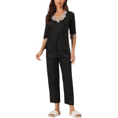 Black silk pajama set