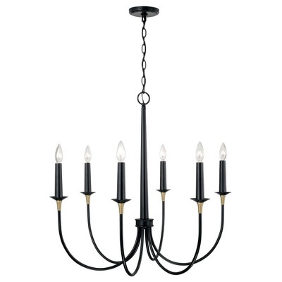 Amara Matte Black and Brass 6-Light Traditional Chandelier