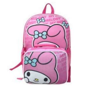 My Melody 16" Pink School Backpack with a Rectangular Lunch Bag Attached - 1 of 1