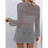 Womens Cardigan Spring Tops Sheer Lightweight Summer Cardigan Beach Cover Up Tops V Neck Lantern Sleeve Sweater Cardigan - 2 of 4