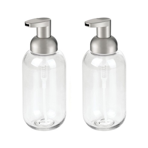 mDesign Glass Refillable Foaming Hand Soap Pump Clear/Brushed Black Nickel 