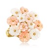 Ross-Simons Italian Pink and White Mother-Of-Pearl Flower Ring With Cultured Semi-Baroque Pearls in 18kt Gold Over Sterling - 4 of 4