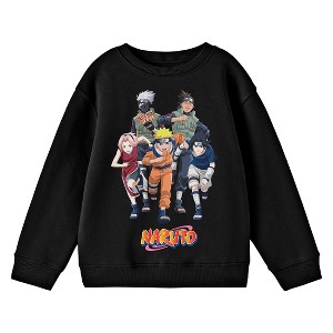 Naruto Classic Character Art and Logo Youth Black Crew Neck Sweatshirt - 1 of 2