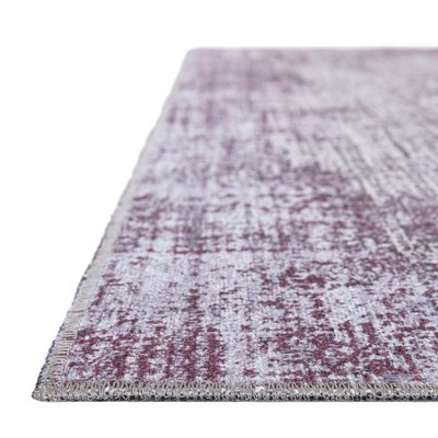 Ivory and Pink Medallion Synthetic Chenille 6' x 9' Washable Rug