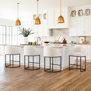 Arceso 4pcs Counter Height Bar Stools, Modern Counter Stools Upholstered Barstools, with Curved Backrest and Arms - 1 of 4