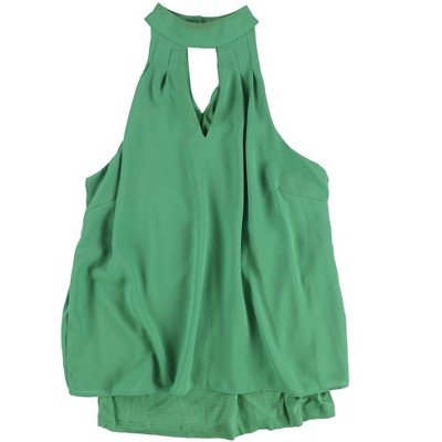bar III Womens Keyhole Cold Shoulder Blouse, Green, X-Large