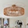 PAKOKULA Boho 5-Lights Drum Rattan Rustic Semi-Flush Mount Ceiling Light - 2 of 4