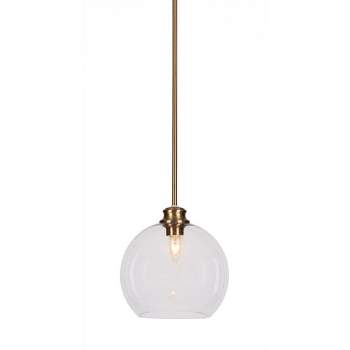 Toltec Lighting Kimbro 1 - Light Pendant in  New Aged Brass with 9.5" Clear Bubble Shade