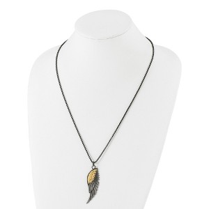 Chisel Stainless Steel Brushed Yellow IP-plated Wing Pendant on a 24" Box Chain Necklace - 1 of 3
