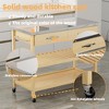 Rolling Utility Trolley Cart, Stainless Steel Countertop with Storage Drawers and Shelves, Rotatable Kitchen Island - 2 of 4