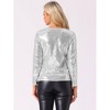 Allegra K Women's Sequin Glitter Round Neck Long Sleeve Evening Party Sparkly Blouse - 3 of 4