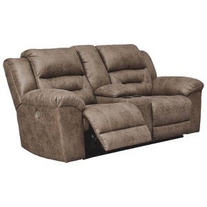 Stoneland Power Reclining Loveseat with Console Fossil Brown - Signature Design by Ashley