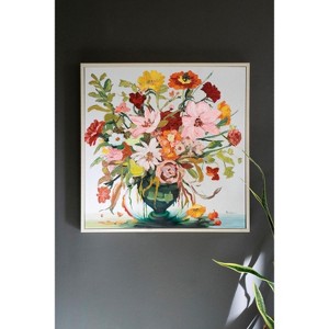 Wall Art – Framed Acrylic Floral Painting with Colorful Blossoms by Kalalou - 1 of 3