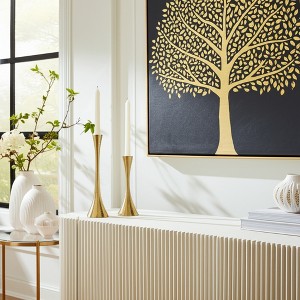 Sagebrook Home 12"Hx4" Diameter, Metal Taper Candle Holder, Brass Finish, Decorative Candle Holder for Table Centerpieces and Home Decor for Your - 1 of 4