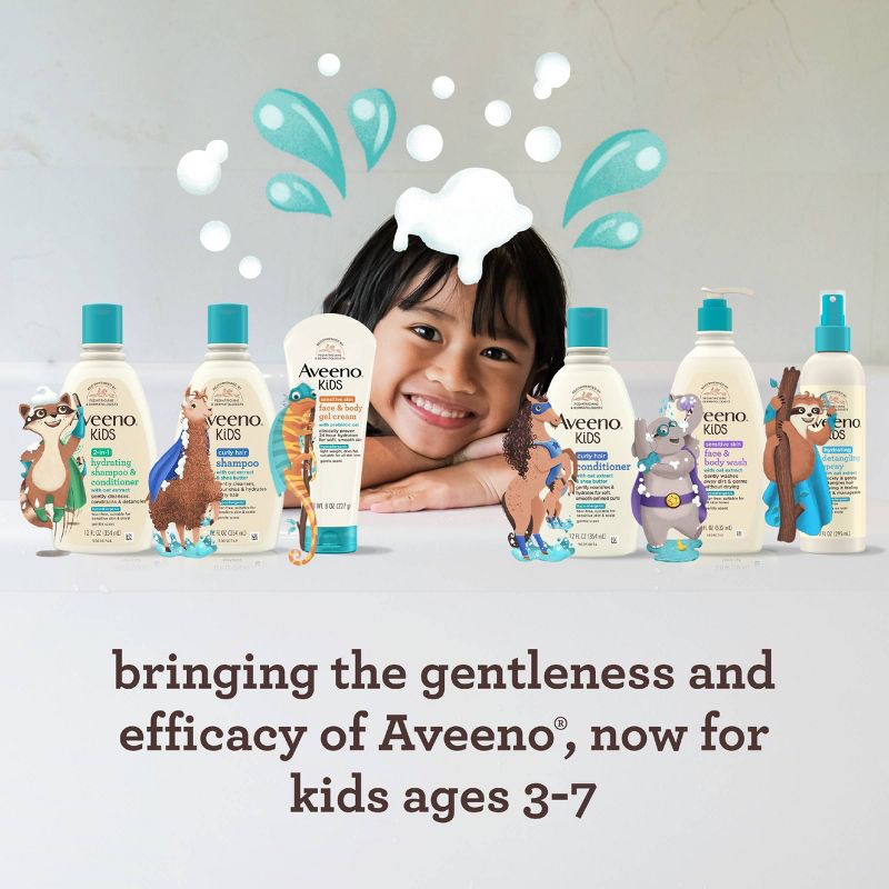 Aveeno Kids Curly Hair Hydrating Shampoo, Oat Extract &#38; Shea Butter - Gentle Scent - 12 fl oz, 5 of 8