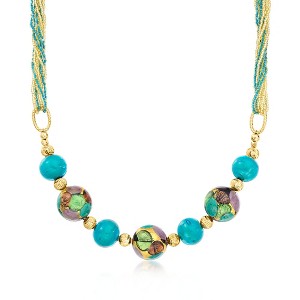 Ross-Simons Italian Multicolored Murano Glass Bead Necklace in 18kt Gold Over Sterling Size 18 - 1 of 4
