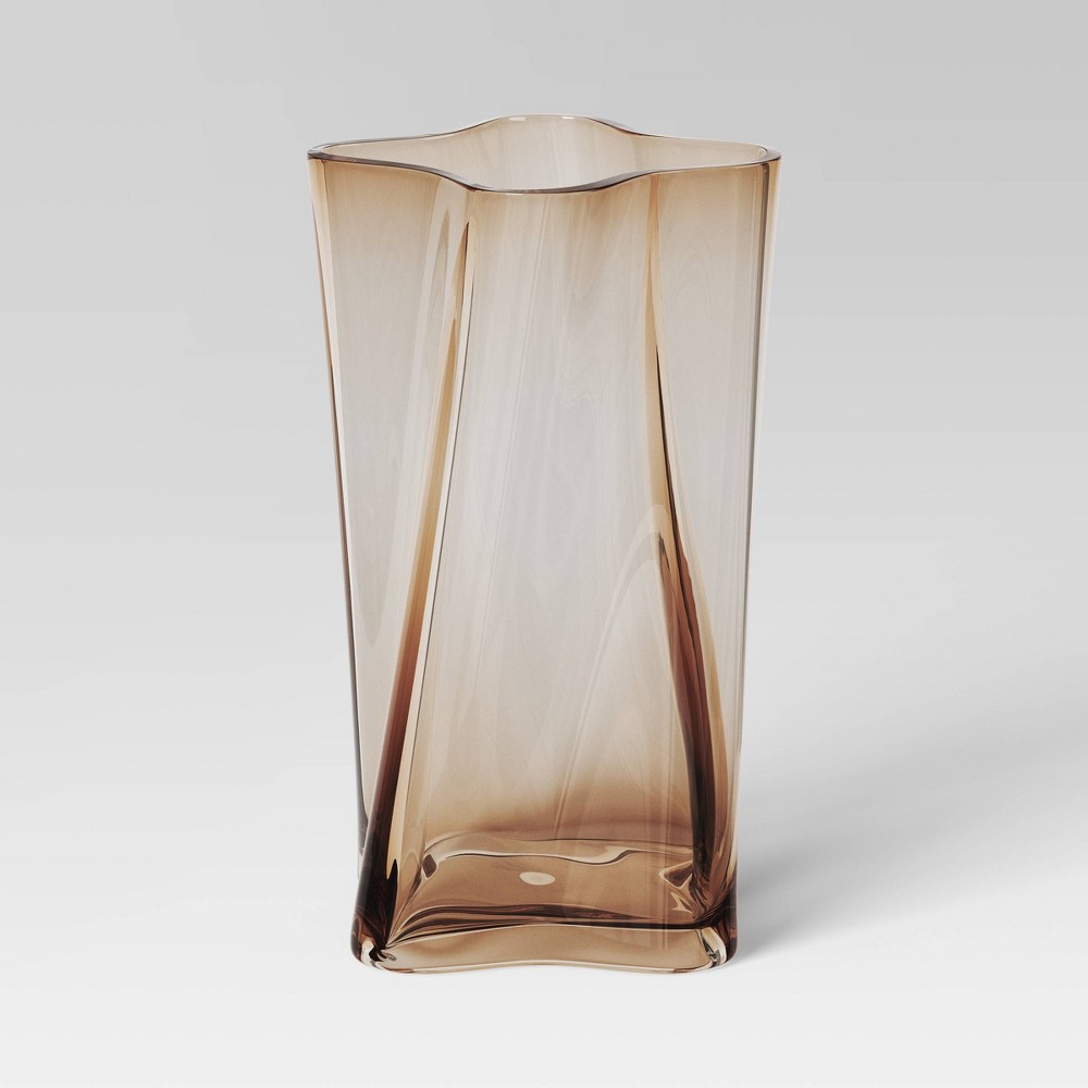 Large Shaped Glass Vase Brown - Threshold™ ((Damaged Box))