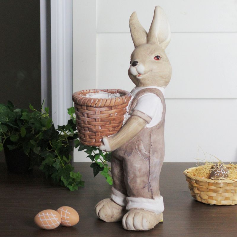 Northlight 17.5" Easter Bunny Rabbit Boy Outdoor Garden Planter - Gray, 3 of 4