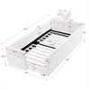 YONWAY Twin Size Upholstered Floor Bed with Rabbit Ear Shaped Headboard, Boucle Fabric Kids Beds Frame with Safety Rail & Pocket for Kids - 3 of 4