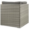 Modway Repose Wicker Rattan Outdoor Patio Corner Sectional Sofa Chair with Cushions in Light Gray Charcoal - 3 of 3