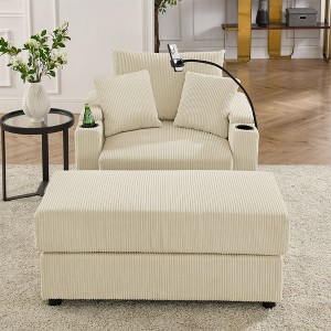 NicBex Couches for Living Room Accent Chair Sofa with Storage Armrest, Comfy Corduroy Upholstered Sofa Couch with Cup Holders and a Phone Holder - 1 of 4
