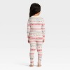 Toddler "Let it Snow" Fair Isle Cozy Knit Long Sleeve Shirt and Pants Holiday Matching Family Pajama Set - Wondershop™ Cream - 2 of 4