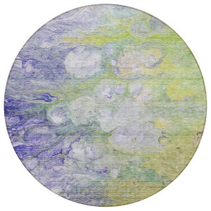 Artichoke Green Purple And Lilac Abstract Washable Indoor Outdoor Area Rug - 1 of 4