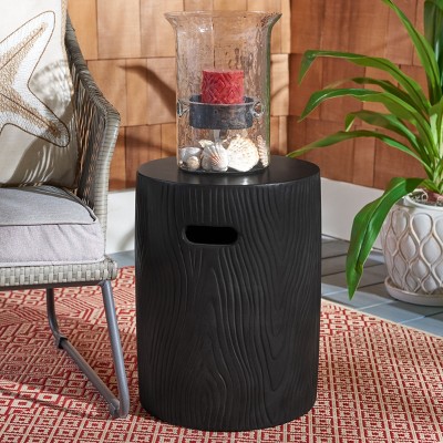 Trunk Black Concrete Round Accent Table, 20"