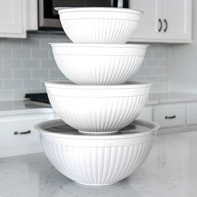 White 8-Piece Melamine Covered Mixing Bowl Set