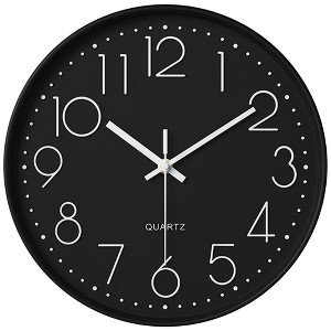 REGALWOVEN Plastic Classic Simple Battery Powered Silent Wall Clock 12 x 12 x 1.8 Inches - 1 of 4