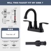 WOWOW 4 in. Centerset Double Handle High Arc Bathroom Faucet with Drain Kit Included in Brushed Nickel - 4 of 4
