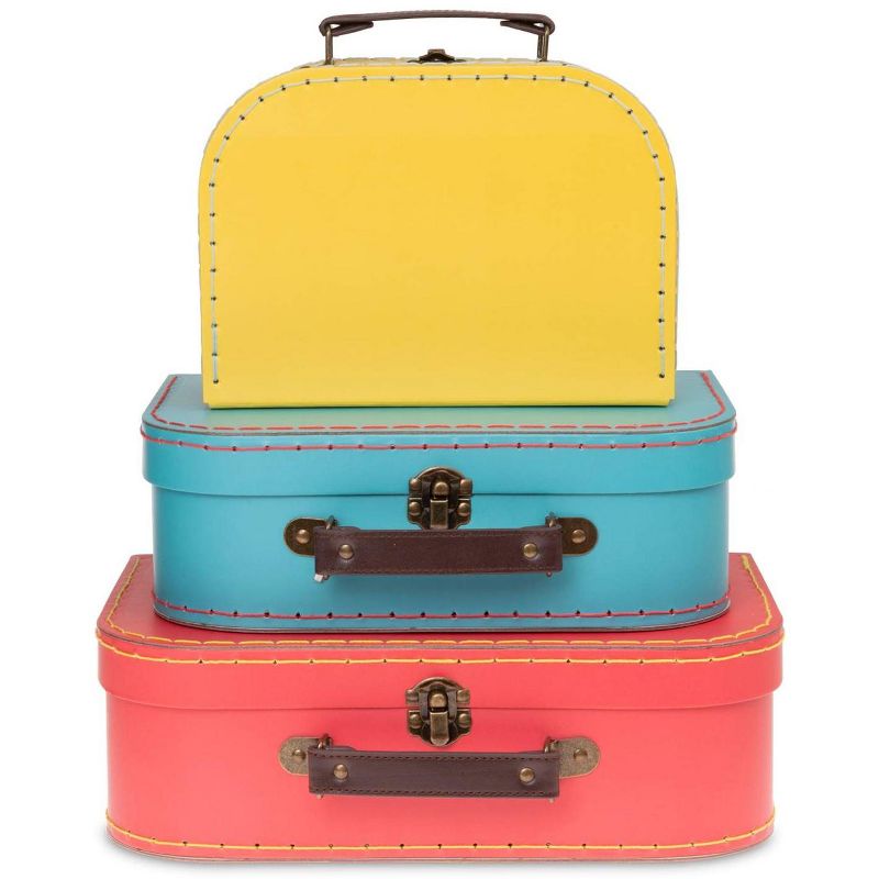 Jewelkeeper Paperboard Vintage Suitcase - Set of 3 - Multicolored, 1 of 4