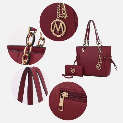 MKF Collection Large Structured Tote Bag with Wallet Acrylic Link Handles, Yale | MKF Collection by Mia K - White — фото 6